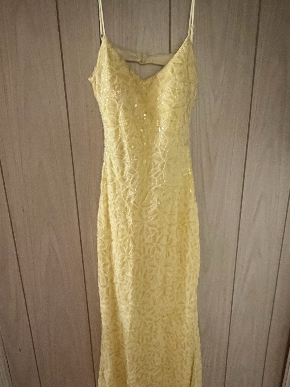 Emerald Sundae Yellow Sequin Lace Strap Dress